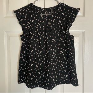 Floral ruffle shoulder top